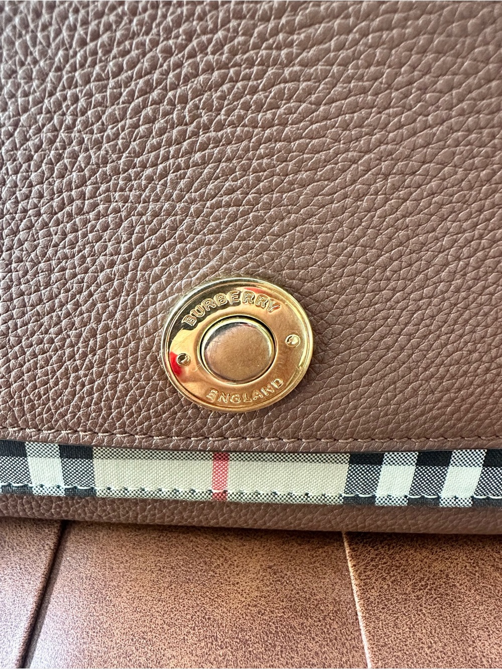Burberry Brown Leather Messenger Bag with Tan Logo Strap - Picture 6 of 10